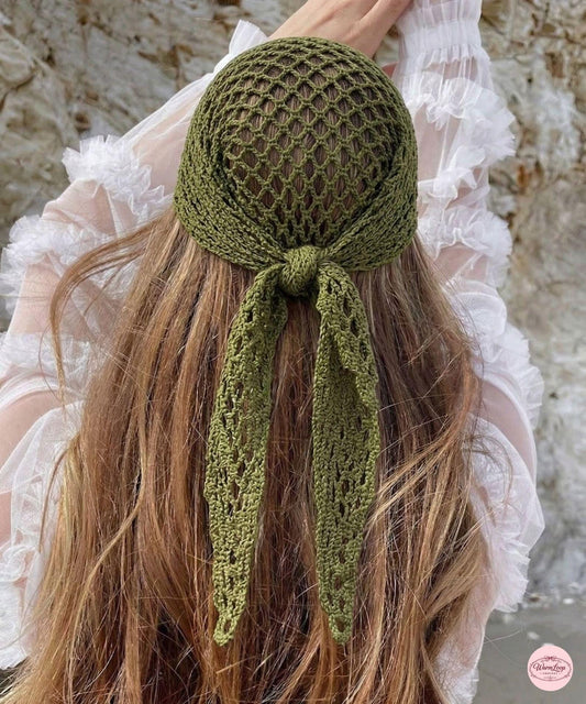Crochet Bandanna PDF Pattern | Mesh Hair Scarf | Boho Headscarf | Summer Hip Wrap | Summer Crochet Tee | Digital Download | Crochet Pattern