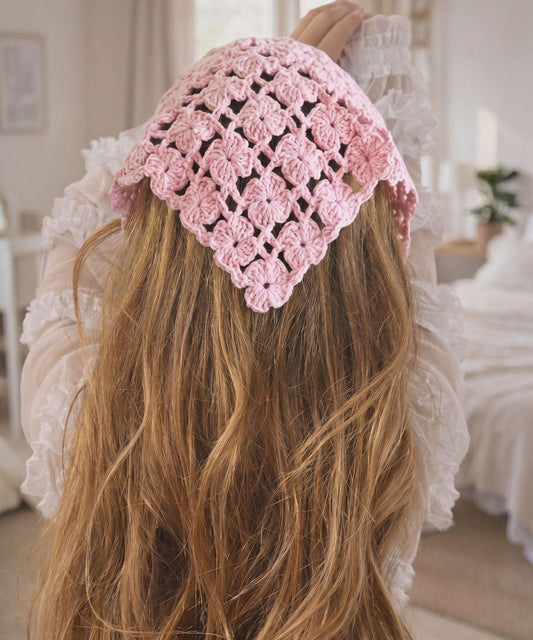 Crochet Bandana Pattern PDF | Flower Lace Triangle Head Scarf | Summer Hip Wrap | Summer Crochet tee | Digital Download | Crochet Pattern