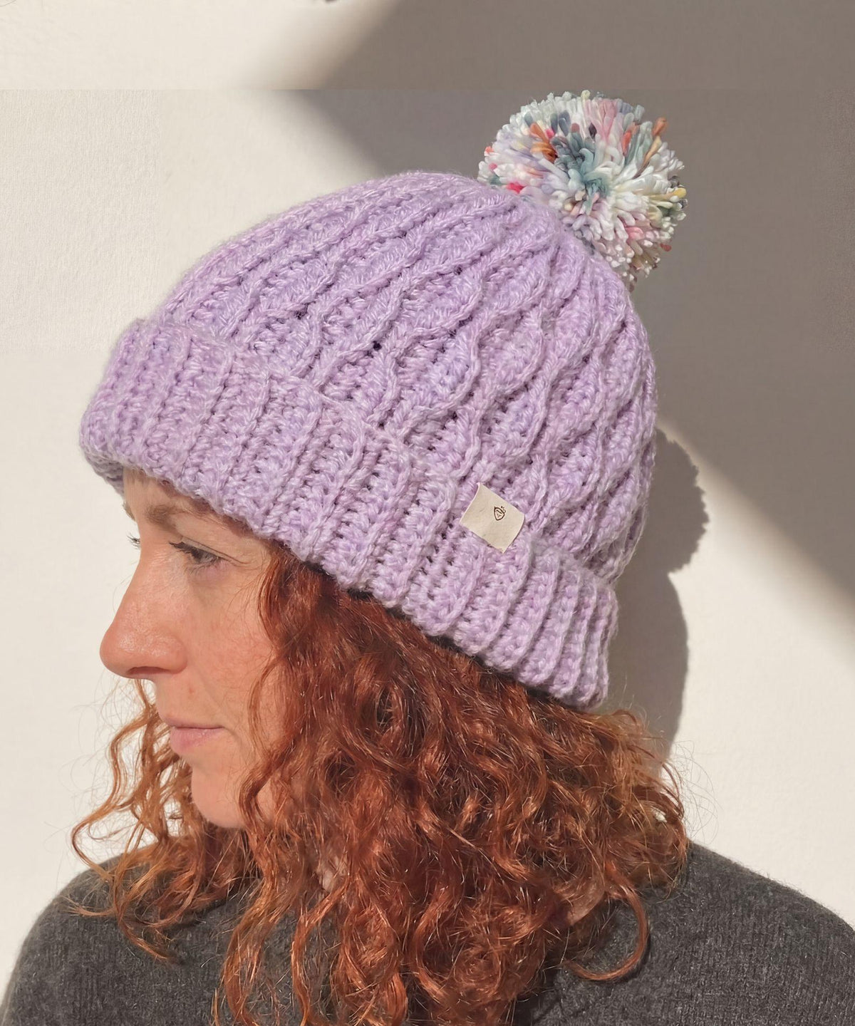 Crochet Beanie Pattern PDF | Lavender Pom Pom Hat | Easy Cable Stitch Winter Hat | Beginner Friendly Crochet | Instant Download - Image 3