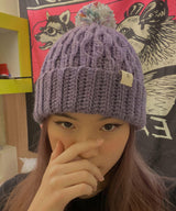 Crochet Beanie Pattern PDF | Lavender Pom Pom Hat | Easy Cable Stitch Winter Hat | Beginner Friendly Crochet | Instant Download - Image 4