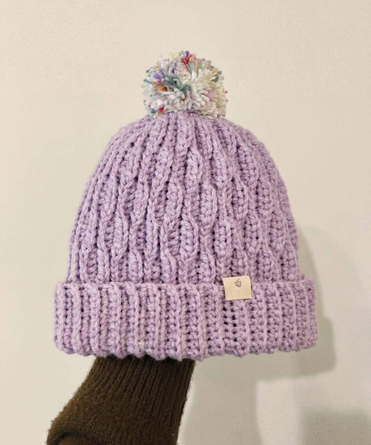Crochet Beanie Pattern PDF | Lavender Pom Pom Hat | Easy Cable Stitch Winter Hat | Beginner Friendly Crochet | Instant Download - Image 2