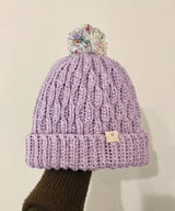 Crochet Beanie Pattern PDF | Lavender Pom Pom Hat | Easy Cable Stitch Winter Hat | Beginner Friendly Crochet | Instant Download - Image 2