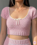 Crochet Top Pattern Beginner PDF | Scoop Neck Crop Top | Crochet Bow Top | Easy Crochet Pattern | Cropped Short Sleeve | Summer Crochet - Image 4