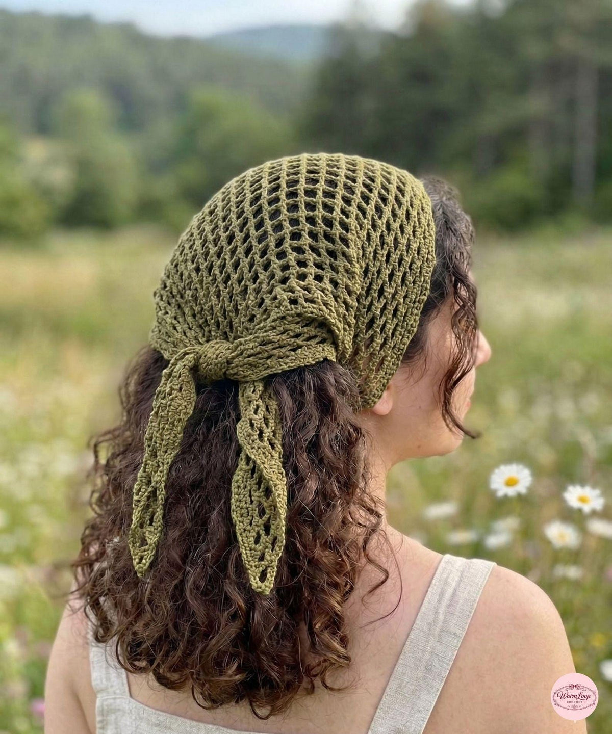 Crochet Bandanna PDF Pattern | Mesh Hair Scarf | Boho Headscarf | Summer Hip Wrap | Summer Crochet Tee |  Digital Download | Crochet Pattern - Image 4