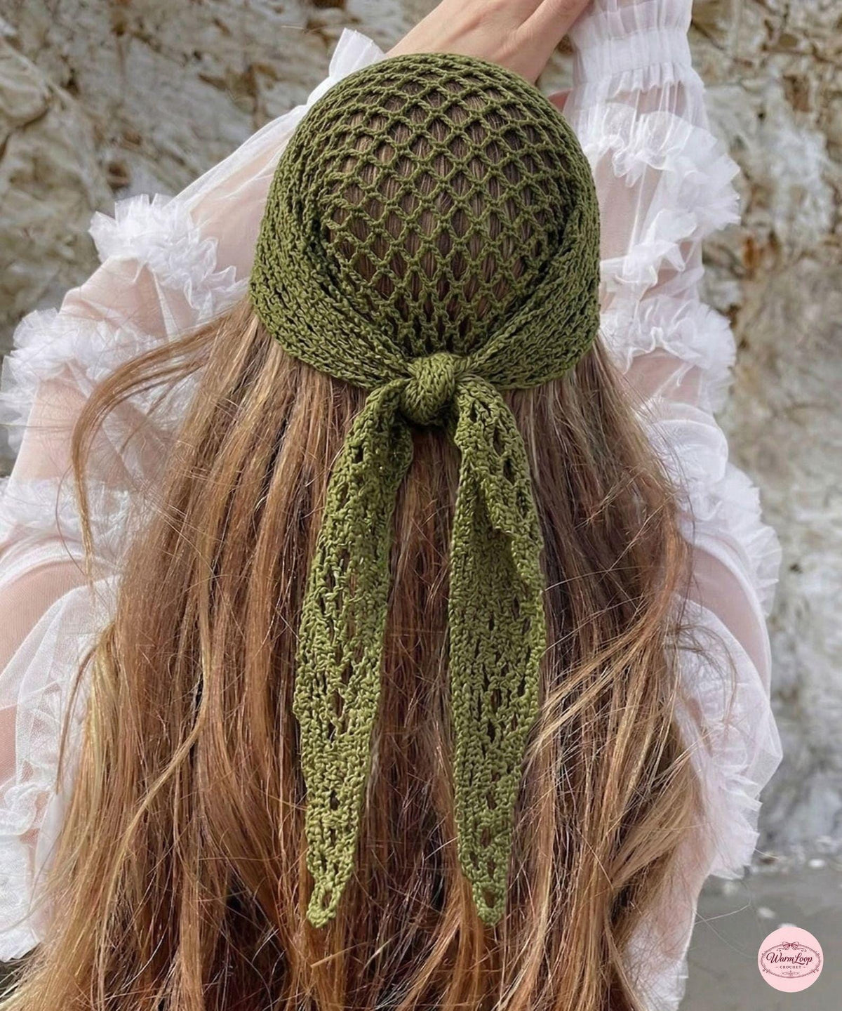 Crochet Bandanna PDF Pattern | Mesh Hair Scarf | Boho Headscarf | Summer Hip Wrap | Summer Crochet Tee |  Digital Download | Crochet Pattern