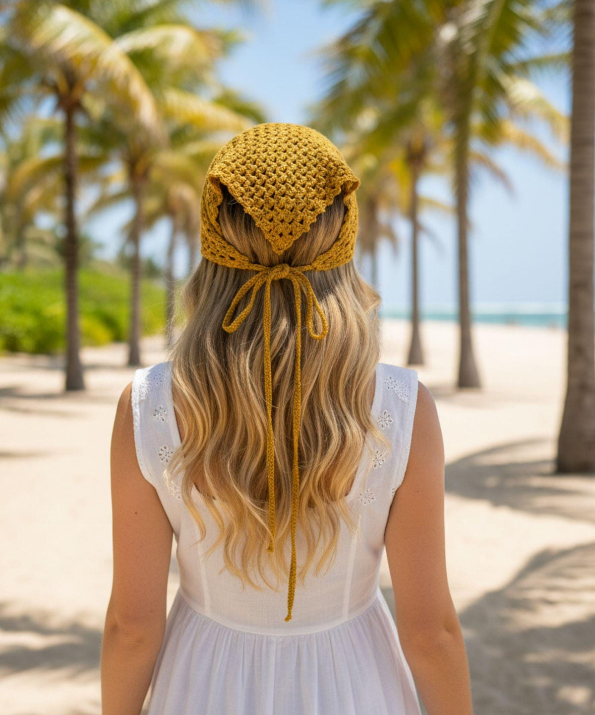Crochet Bandana Pattern PDF | Easy Beginner Triangle Headscarf | Boho Hair Scarf Crochet Pattern | Instant Download Summer Accessory