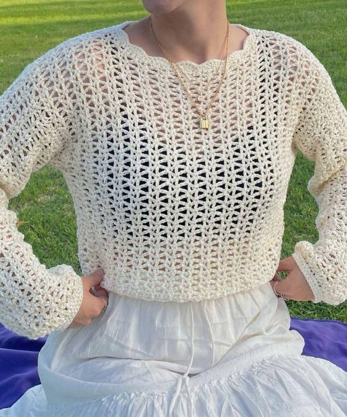 Crochet Lace Blouse Pattern | Crochet Pattern | crochet top | crochet sweater blouse | Lacy Summer Top | beginner friendly | Summer Crochet - Image 2