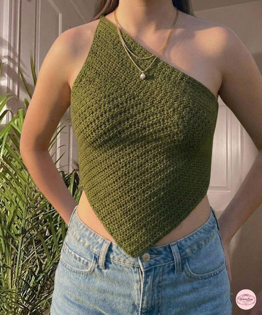 Crochet One Shoulder Top Pattern PDF | Asymmetric Crop Top | Halter Neck | Easy Summer Top | Festival Crochet | Instant Digital Download