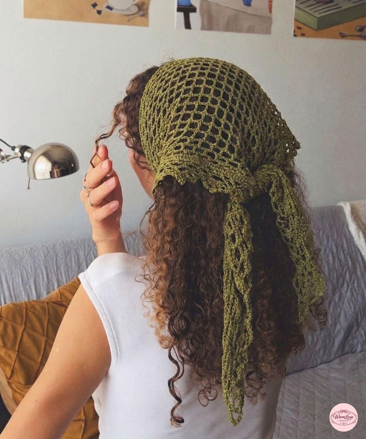 Crochet Bandanna PDF Pattern | Mesh Hair Scarf | Boho Headscarf | Summer Hip Wrap | Summer Crochet Tee |  Digital Download | Crochet Pattern - Image 3