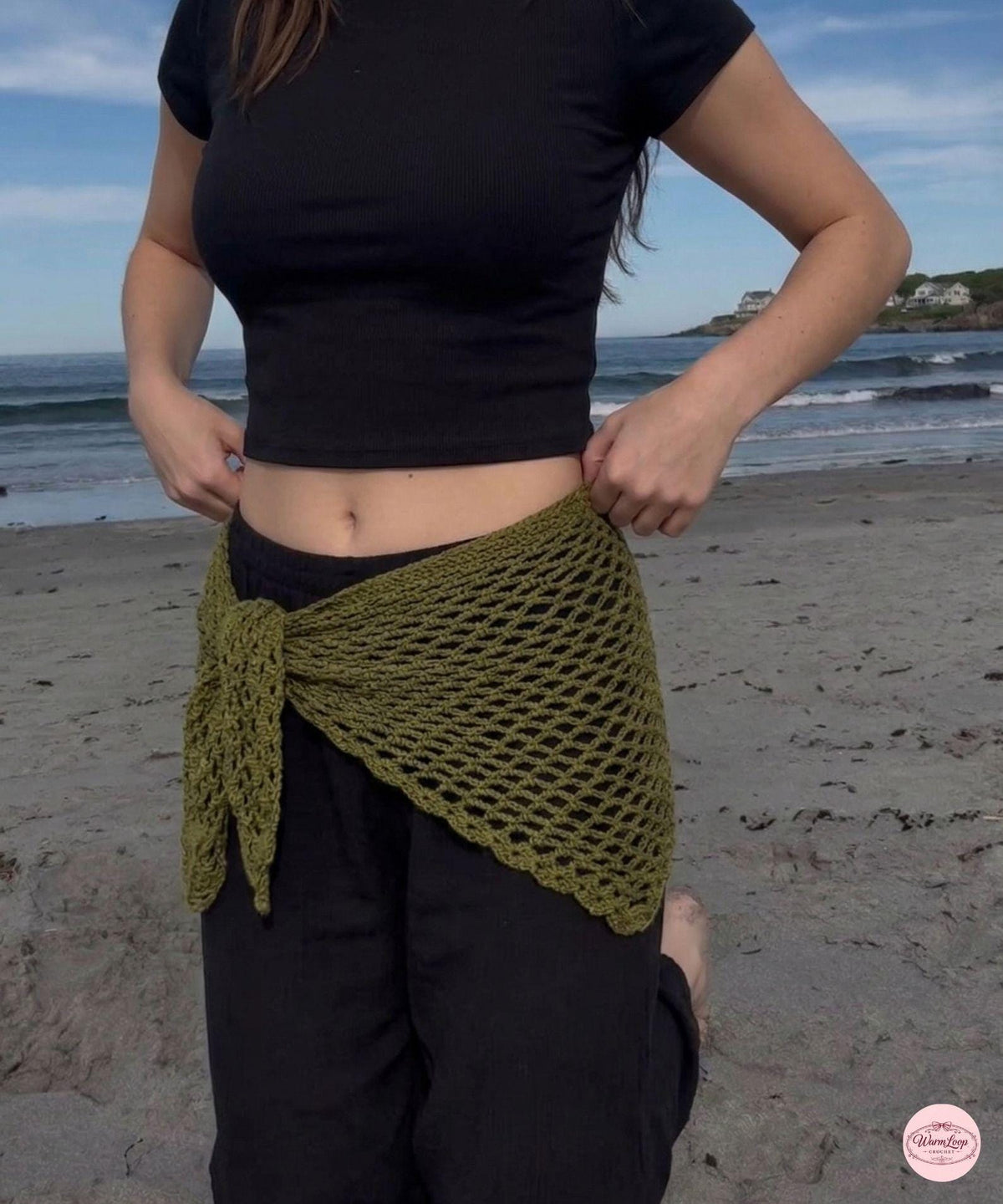 Crochet Bandanna PDF Pattern | Mesh Hair Scarf | Boho Headscarf | Summer Hip Wrap | Summer Crochet Tee |  Digital Download | Crochet Pattern - Image 2