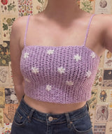 Crochet Crop Top Pattern PDF | Lavender Daisy Tank Top | Easy Beginner Summer Crochet | Tie Strap Bralette, Festival Top | Instant Download - Image 4