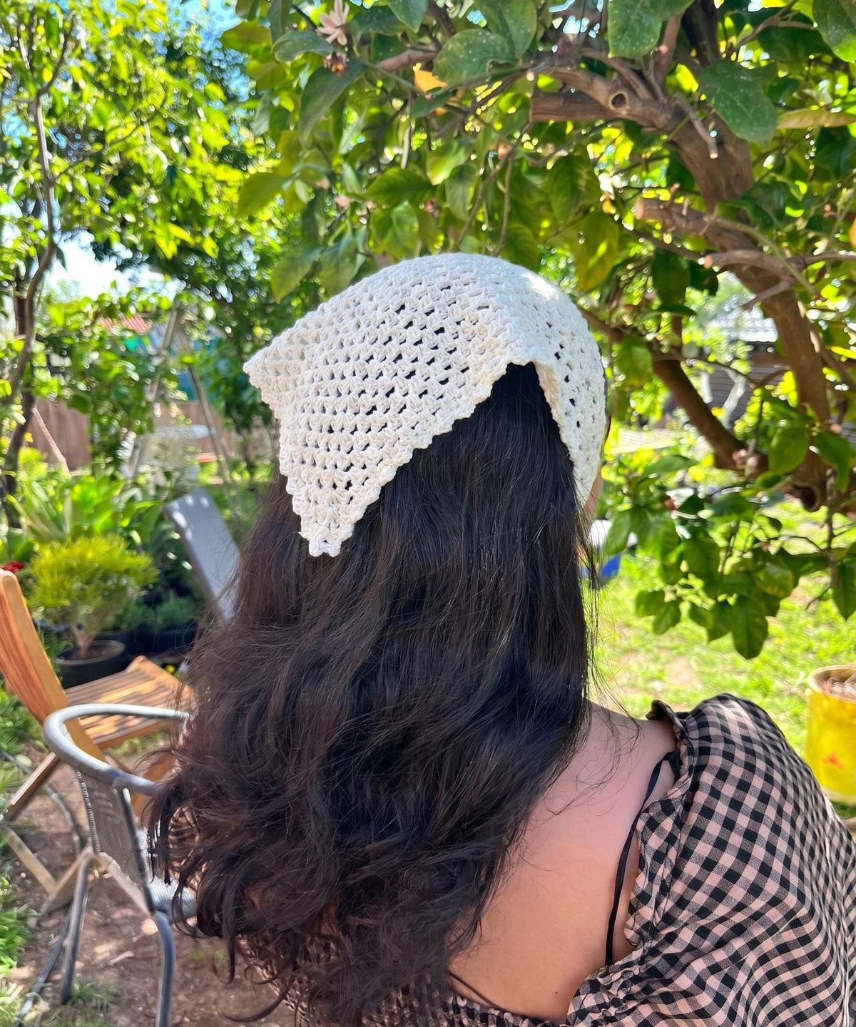 Crochet Bandana Pattern PDF | Mesh Lace Triangle Headscarf | Boho Hair Scarf | Cottagecore Head Wrap Summer Instant Download - Image 5