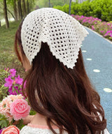 Crochet Bandana Pattern PDF | Mesh Lace Triangle Headscarf | Boho Hair Scarf | Cottagecore Head Wrap Summer Instant Download
