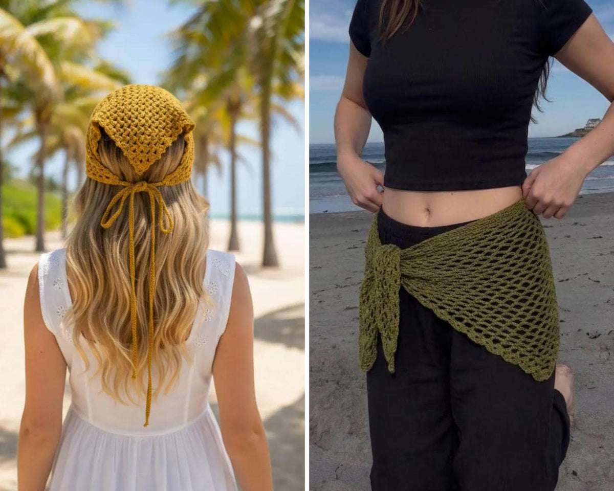 Crochet Bandana Pattern PDF Bundle | 5 Boho Head Scarf Patterns | Summer Crochet Headband Hair Scarf | Instant Download - Image 2