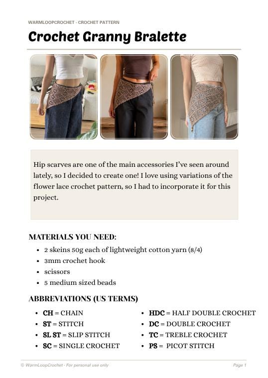 Crochet Hip Scarf Pattern PDF | Flower Lace Belt Wrap | Boho Festival Waist Scarf | Easy Summer Beach Sarong Instant Download - Image 4