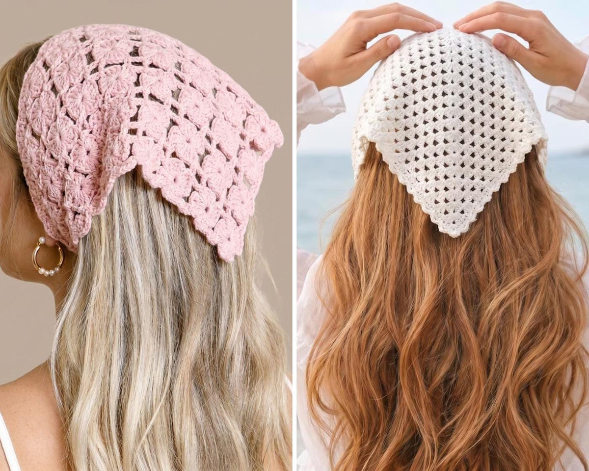 Crochet Bandana Pattern PDF Bundle | 5 Boho Head Scarf Patterns | Summer Crochet Headband Hair Scarf | Instant Download - Image 5