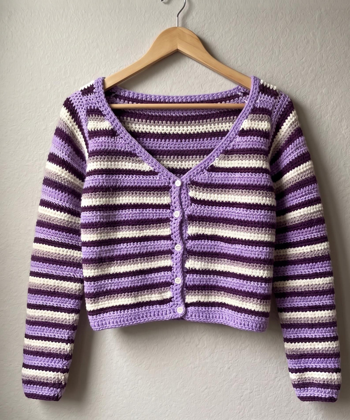 Crochet Cardigan Pattern PDF | Striped Button Fitted Top | Boho Summer Crochet | Long Sleeve Crochet Top | Beginner Instant Download - Image 3