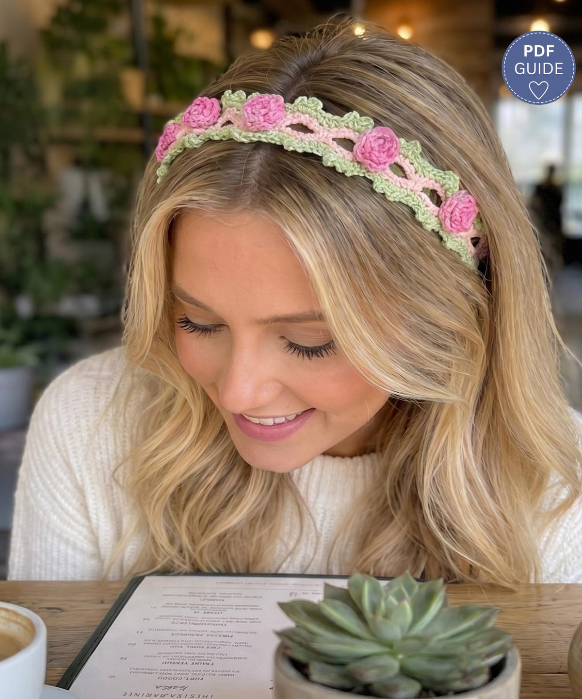 Crochet Rose Headband Pattern PDF | Floral Flower Hairband | Boho Cottagecore Hair Accessory | Bridal Wedding Crown Instant Download