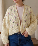 Crochet Cardigan Pattern PDF | Chunky Floral Cardigan | Embroidered Flower Sweater | Cozy Cottagecore Spring Boho Instant Download