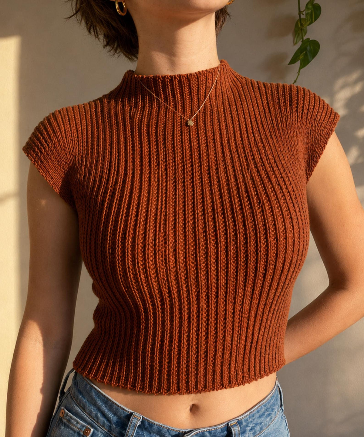 Crochet Mock Neck Top Pattern PDF | Ribbed Crop Top | Cap Sleeve Fitted Top | Retro Boho Summer Crochet Top | Instant Download - Image 2