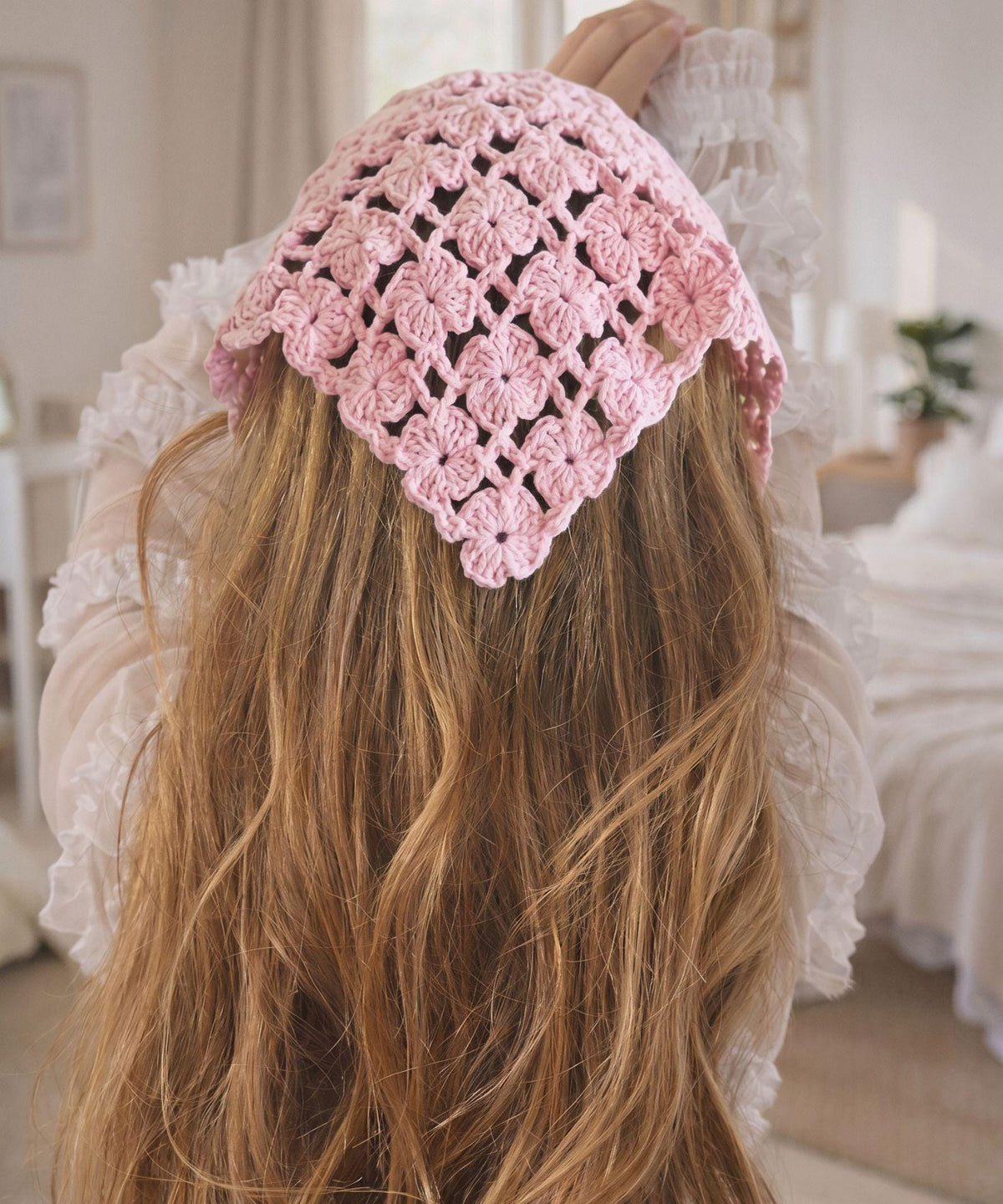 Crochet Bandana Pattern PDF | Flower Lace Triangle Head Scarf | Summer Hip Wrap | Summer Crochet tee | Digital Download | Crochet Pattern