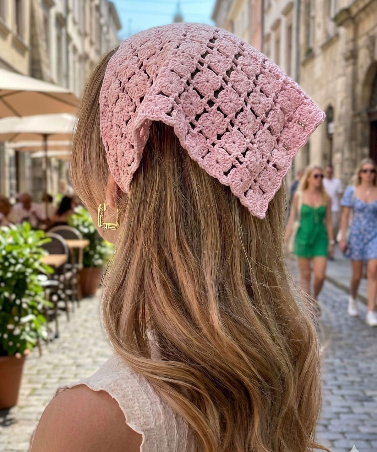 Crochet Bandana Pattern PDF | Flower Lace Triangle Head Scarf | Summer Hip Wrap | Summer Crochet tee | Digital Download | Crochet Pattern - Image 2