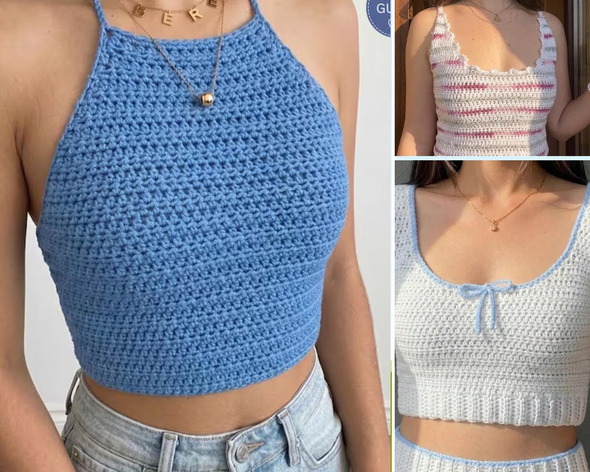 Crochet Top Pattern Bundle PDF | 8 Summer Crop Tops | Halter Bralette Tank Wrap | Easy Beginner Boho Beach Instant Download - Image 5