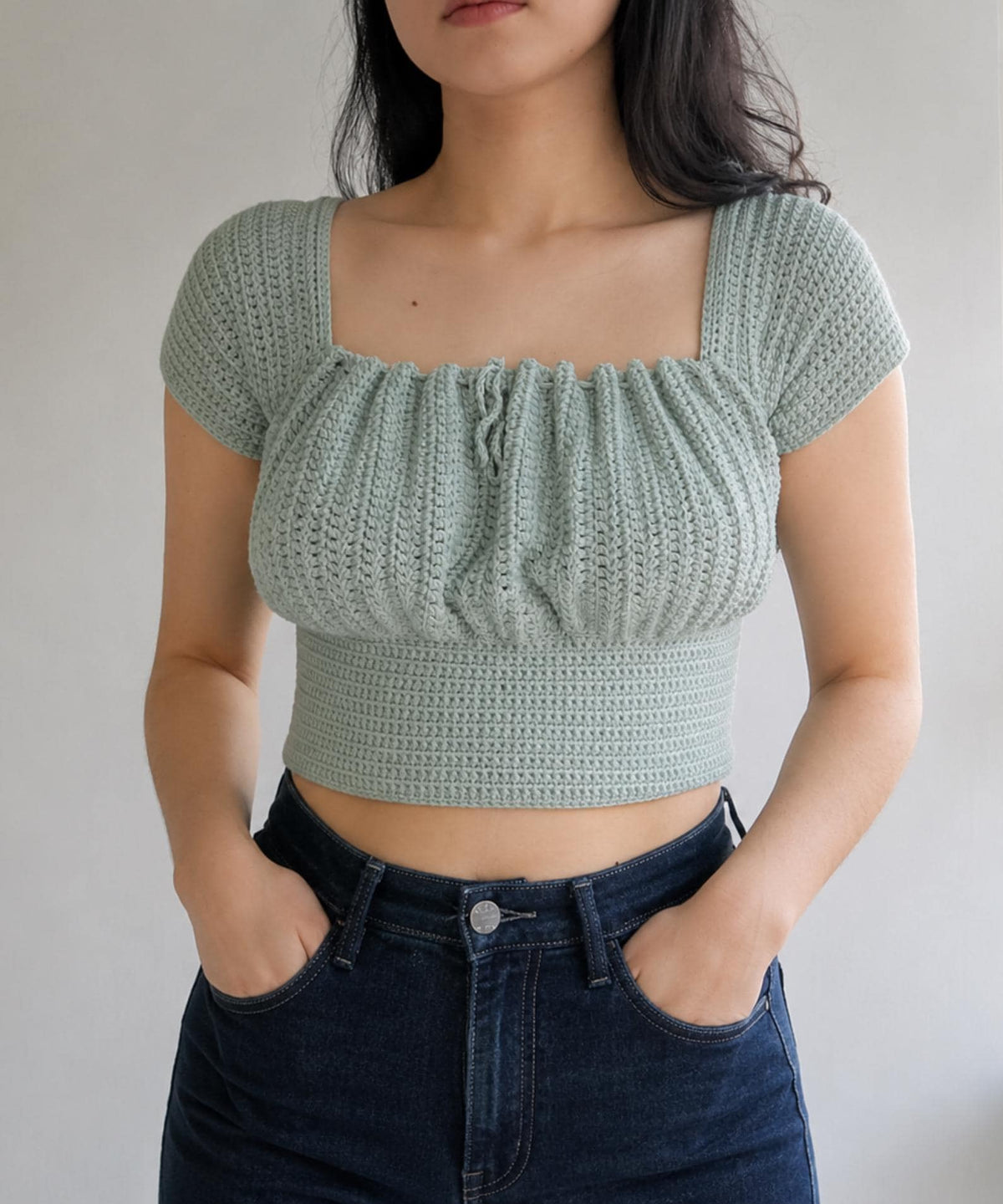 Crochet Crop Top Pattern PDF | Square Neck Puff Sleeve Top | Cottagecore Milkmaid Blouse | Boho Summer Crochet Instant Download - Image 2