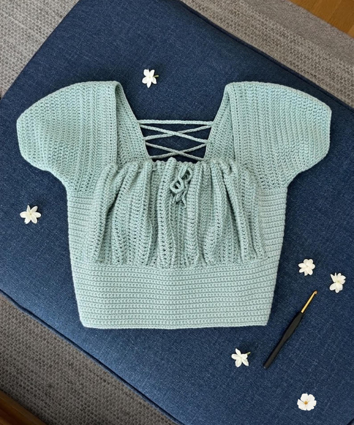 Crochet Crop Top Pattern PDF | Square Neck Puff Sleeve Top | Cottagecore Milkmaid Blouse | Boho Summer Crochet Instant Download - Image 3
