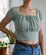 Crochet Crop Top Pattern PDF | Square Neck Puff Sleeve Top | Cottagecore Milkmaid Blouse | Boho Summer Crochet Instant Download - Image 4