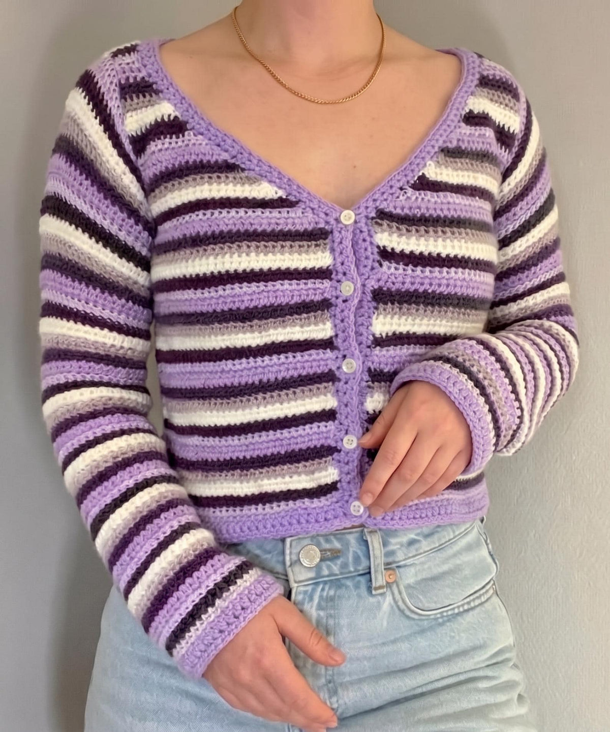 Crochet Cardigan Pattern PDF | Striped Button Fitted Top | Boho Summer Crochet | Long Sleeve Crochet Top | Beginner Instant Download - Image 5