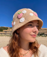 Crochet Strawberry Bucket Hat Pattern PDF | Fruit Appliqué Sun Hat | Easy Beginner Cottagecore Summer Beach Hat Instant Download
