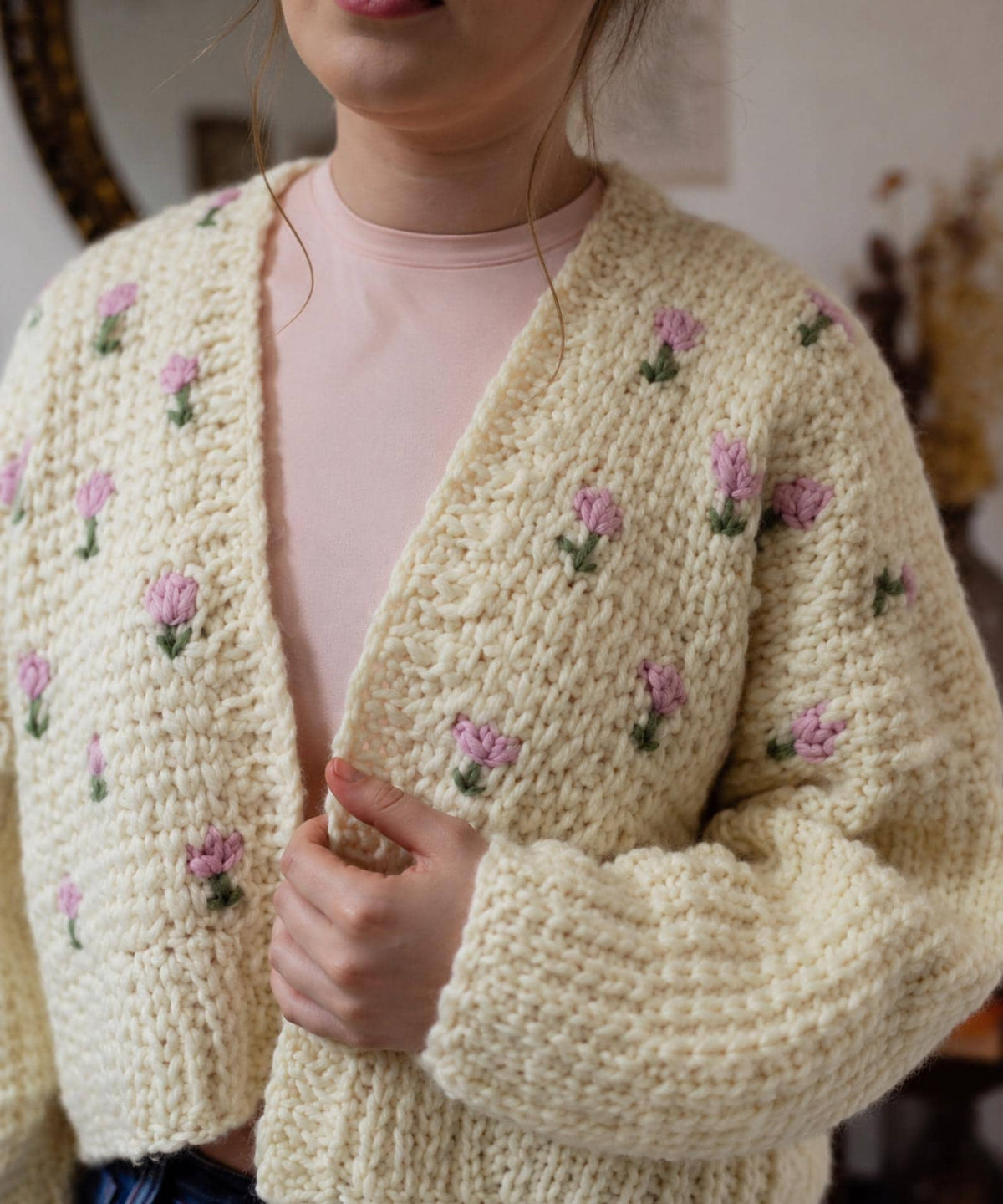 Crochet Cardigan Pattern PDF | Chunky Floral Cardigan | Embroidered Flower Sweater | Cozy Cottagecore Spring Boho Instant Download - Image 4