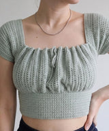 Crochet Crop Top Pattern PDF | Square Neck Puff Sleeve Top | Cottagecore Milkmaid Blouse | Boho Summer Crochet Instant Download - Image 5